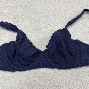 Aerie Bra 36C Balconette Bra Happy Blue Lace Underwire American Eagle